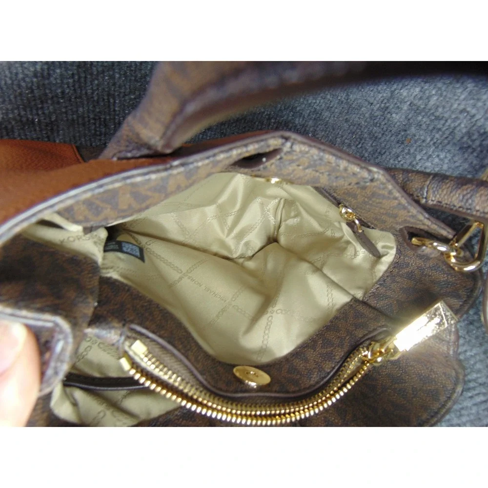 Michael Kors Mercer Small Satchel‎ Bag Brown Monogram Pebble Leather
